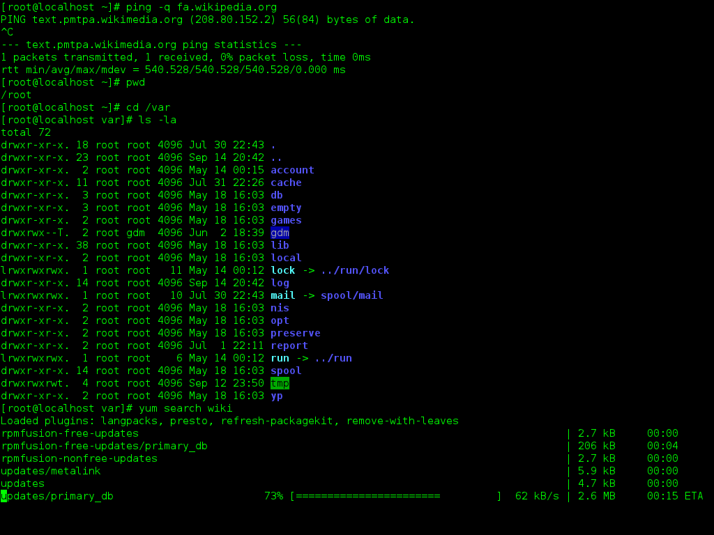 An example of a CLI running on a Linux computer.  Notice how there is only text, and the user needs to enter commands.