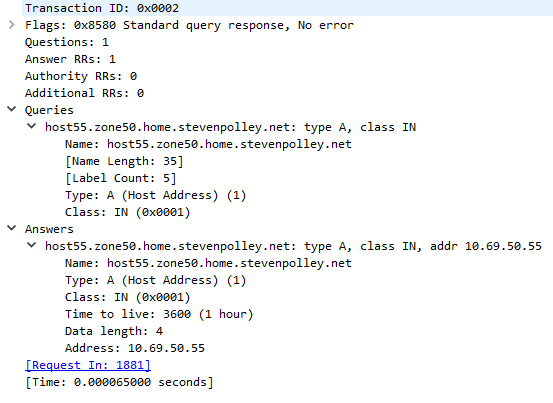 A normal DNS response