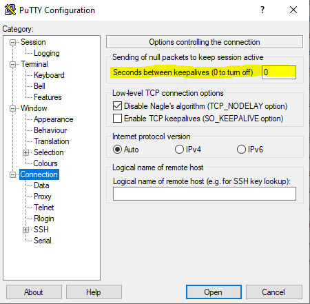 Setting this to non-zero value keep your SSH sessions alive by forcing a keepalive from the application itself.