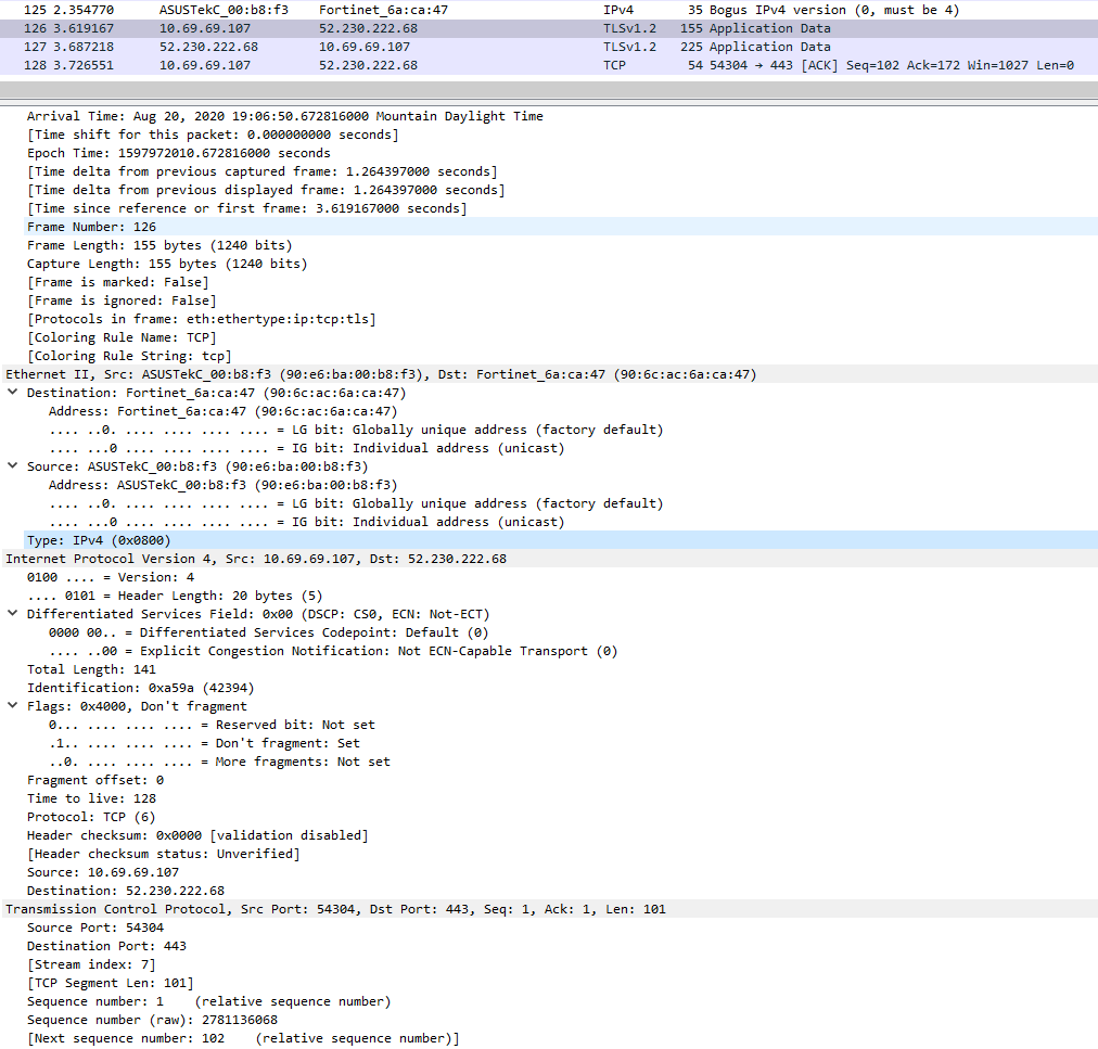 Wireshark showing all of the protocol headers and data within every single L2 PDU transmitted or received on an interface